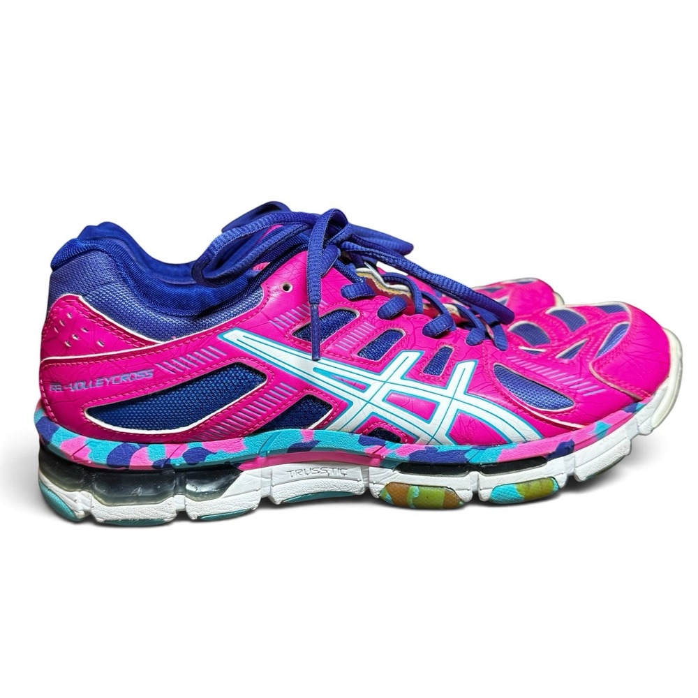ASICS Gel Volleycross B356Y Women's Size 8 Pink Blue Volleyball Shoes EU 39.5
